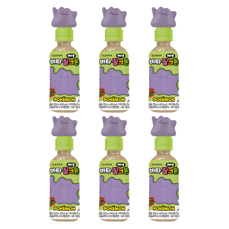 PACK DE 6 PIEZAS VITAMIN DITTO POKEMON SABOR MANZANA 220ml c/u.