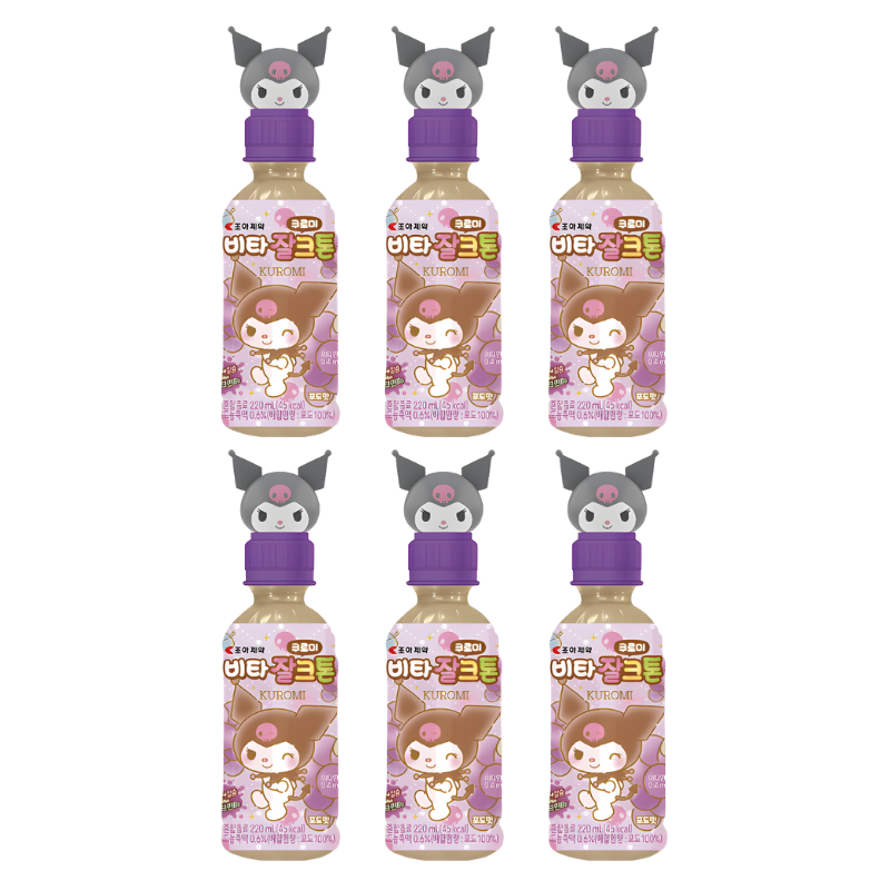 PACK DE 6 PIEZAS VITAMIN KUROMI SABOR UVA 220ml c/u.